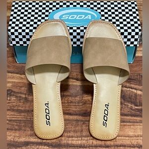 Soda Women's Tan Slide Sandals
